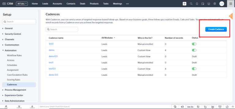 How To Use Cadences In Zoho Crm